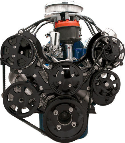 Billet Specialties SBF Tru Trac Pulley System Black P/S and A/C BLK13600