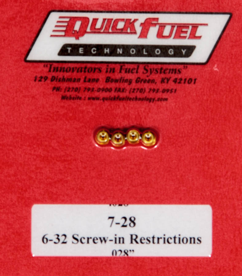 Quick Fuel Technology .028in- 6-32 Screw-in Restrictors (4pk) 7-28QFT