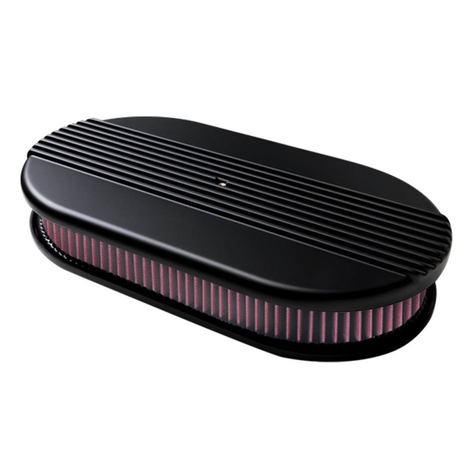 Billet Specialties Air Cleaner Dual Quad Ribbed Black BLK15650
