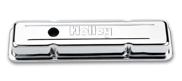 Holley SBC Chrome Valve Covers w/Holley Logo - Short 241-80