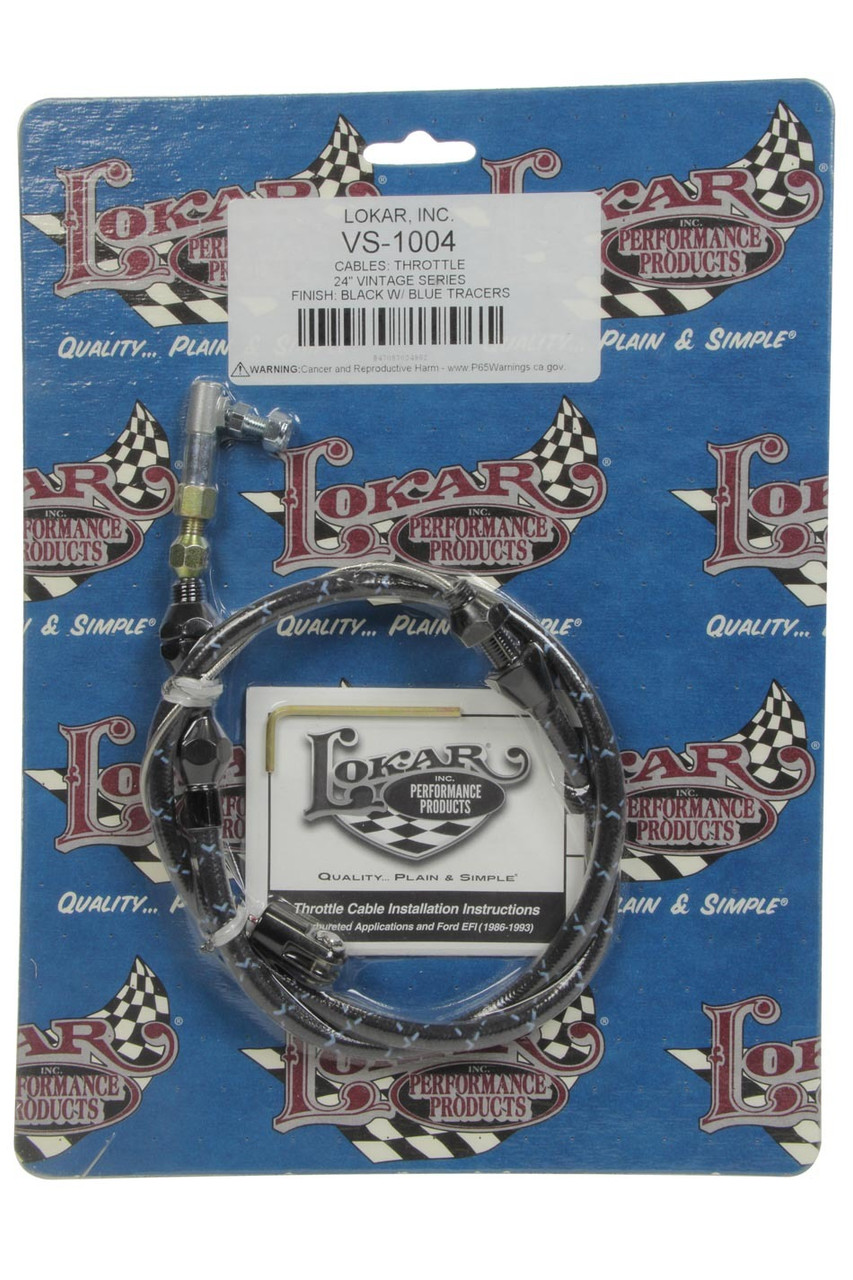 Lokar VS Throttle Cable Black Black Wrap w/ Blue Trace VS-1004