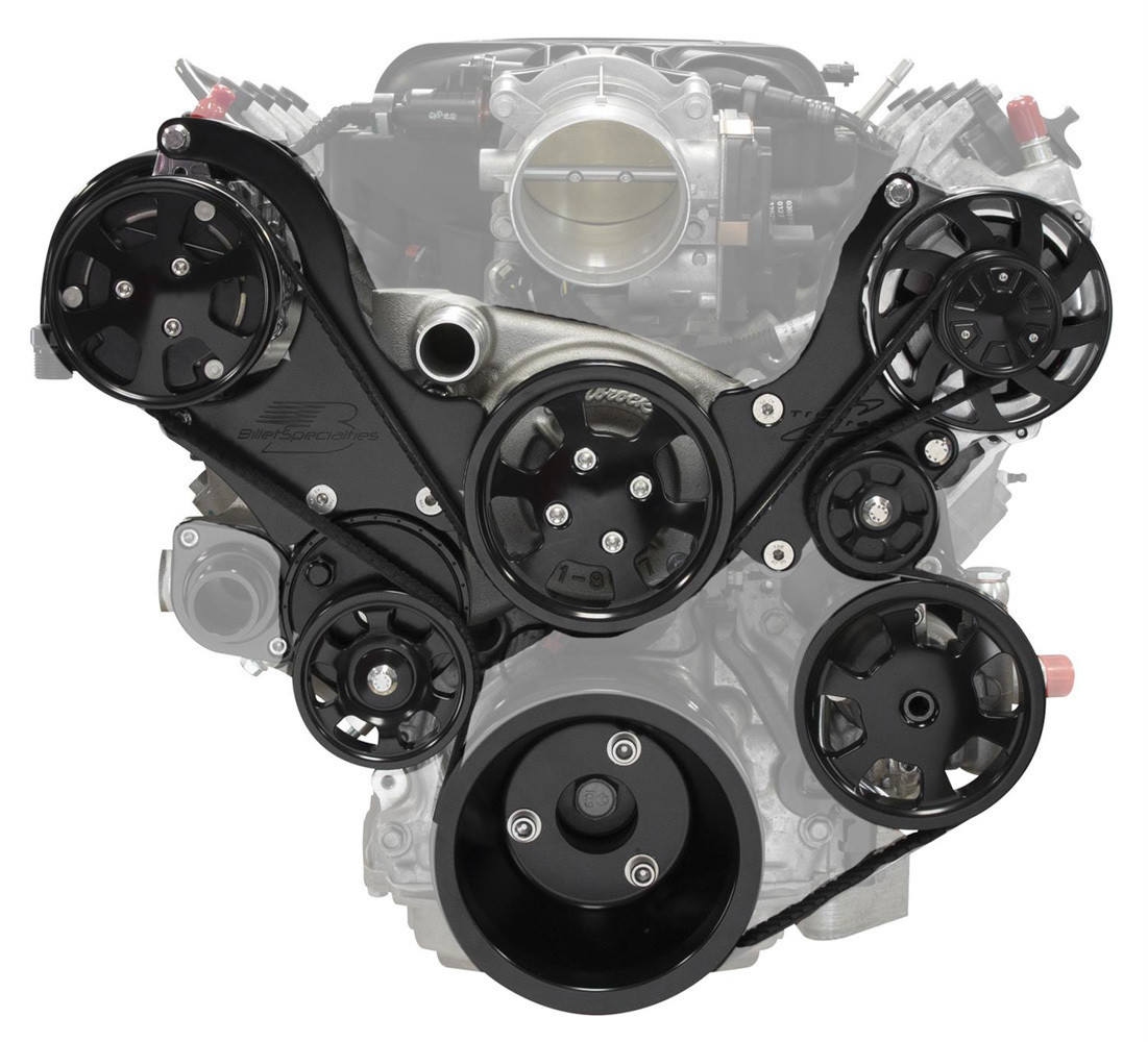 Billet Specialties LT1 Tru Trac Pulley Syst em Black w/PS and A/C BLK13550