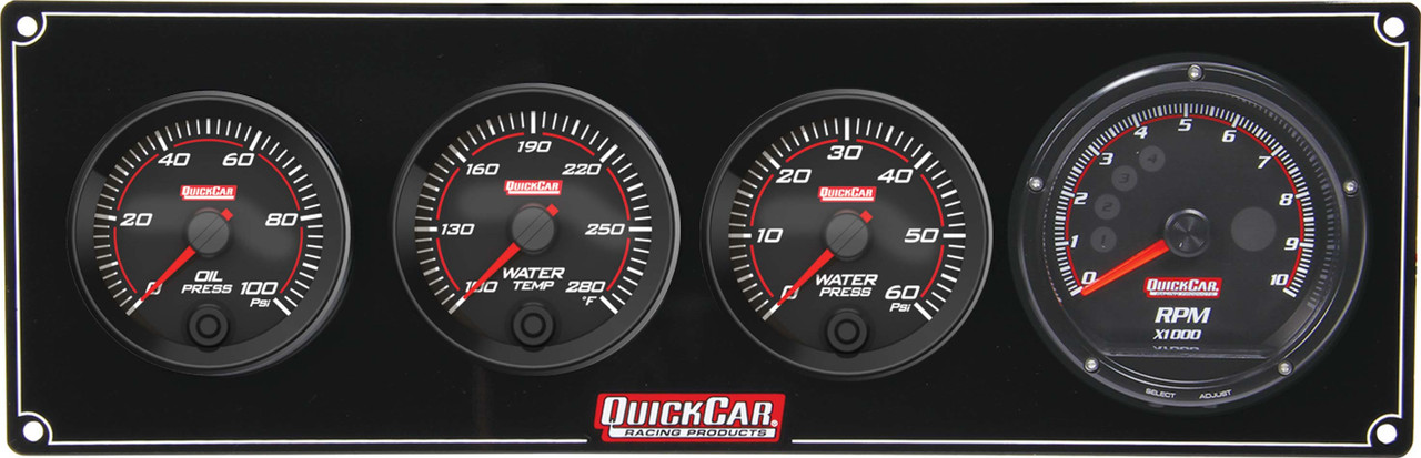 Quickcar Racing Products Redline 3-1 Gauge Panel OP/WT/WP w/Recall Tach 69-3046