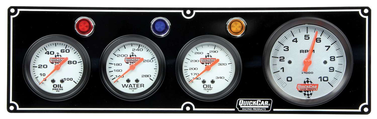 Quickcar Racing Products 3-1 Gauge Panel OP/WT/OT w/3-3/8in Tach Black 61-67413