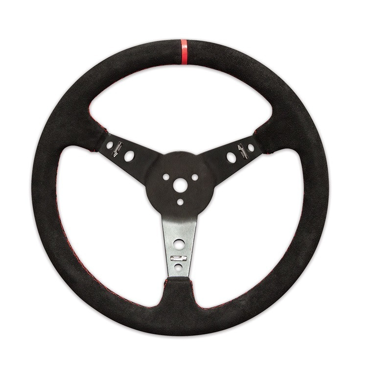 Longacre Steering Wheel 15in Dished Suede Blk Spokes 52-56797