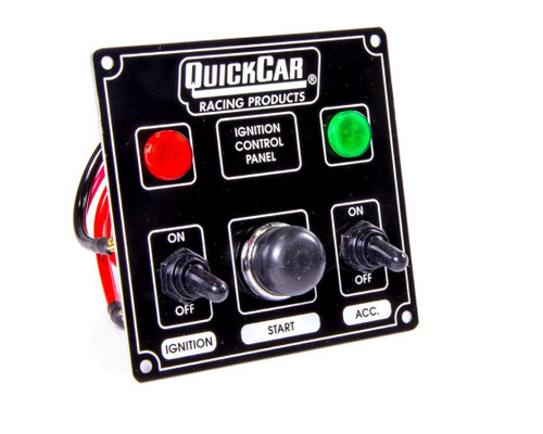 Quickcar Racing Products Ignition Panel Black w/ 1 Acc. and Lights 50-822