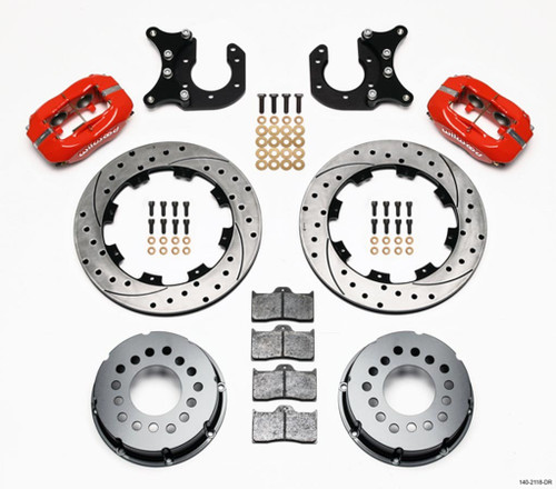 Wilwood P/S Rear Disc Kit New Big Ford Drilled Red 140-2118-DR