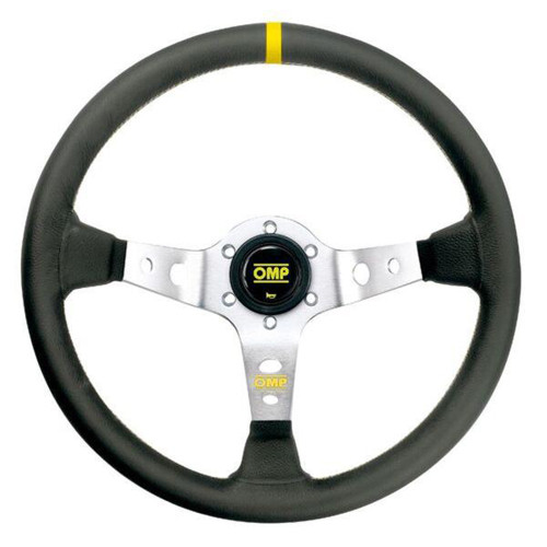 Omp Racing, Inc. CORSICA STEERING WHEEL BLACK and SILVER OD/1956/AN