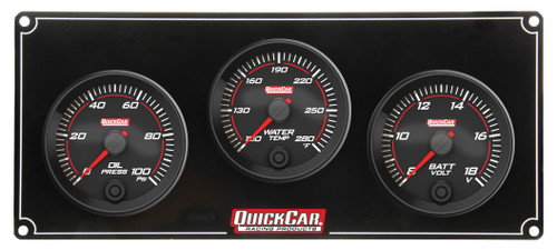 Quickcar Racing Products Redline 3 Gauge Panel OP/WT/VOLT 69-3017