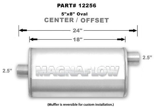 Magnaflow Perf Exhaust Stainless Muffler 2.5in Offset In/Center Out 12256