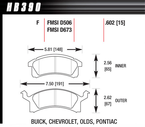 Hawk Brake Performance Street Brake Pads (4) HB390F.602