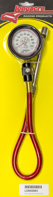 Longacre Tire Gauge 0-100PSI 2.5 in GID Deluxe Foot Valve 52-52063