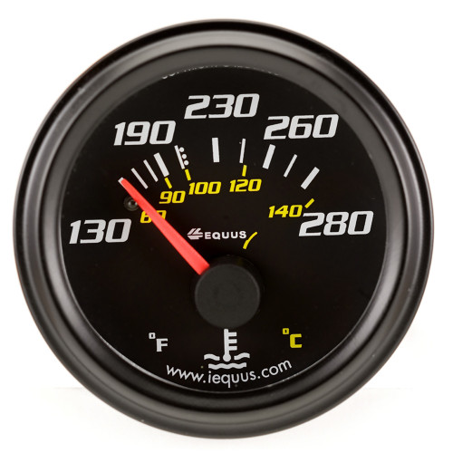 Equus 2.0 Dia Water Temp Gauge Black 130-280 E6232