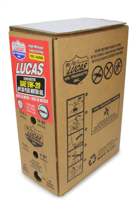Lucas Oil Synthetic SAE 5W20 Oil 6 Gallon Bag In Box 18004
