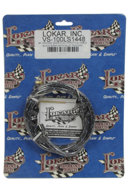 Lokar VS Throttle Cable Black Black Wrap w/ Blue Trace VS-100LS1448