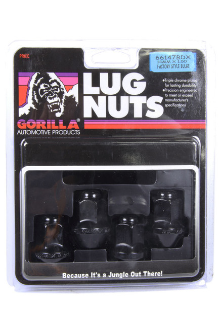 Gorilla 4 Lugnuts 14mm x 1.50 Black Chrome 66147BDX