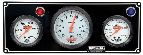 Quickcar Racing Products 2-1 Gauge Panel OP/WT w/ 3in Tach Black 61-67313