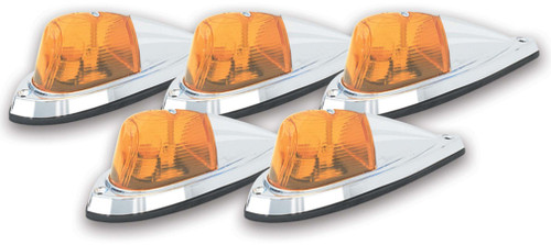 Pacer Performance Hi-Five Cab Roof Lights Amber Deluxe Chrome 20-105