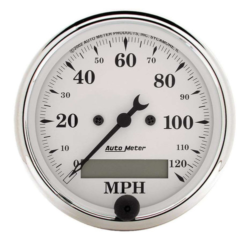 Autometer Old Tyme White 3 1/8in 120MPH Elec. Speedo 1688