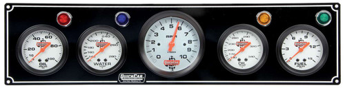 Quickcar Racing Products 3-1 Gauge Panel OP/WT/OP /FP w/3-3/8in Tach Black 61-67513