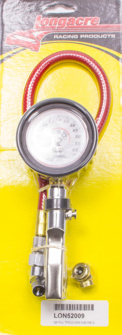 Longacre Tire Gauge 0-60PSI 2.5in GID Quick Fill Deluxe 52-52009