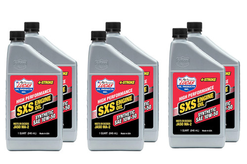 Lucas Oil Synthetic 10w50 SXS Oil Case 6 x 1 Quart 11212