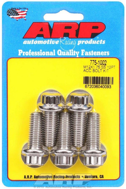 Arp S/S Bolt Kit - 12pt. (5) 12mm x 1.75 x 30mm 775-1002