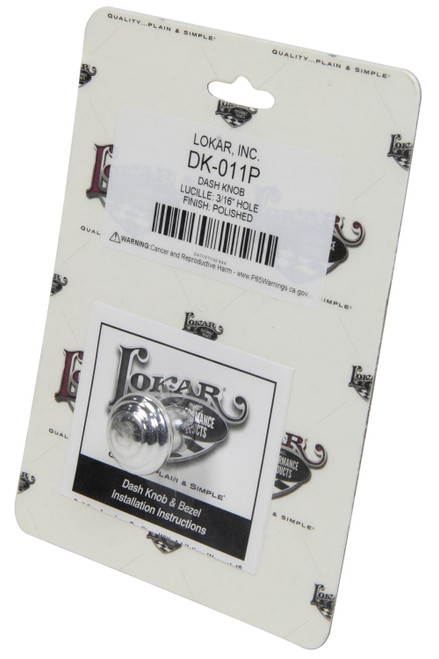 Lokar Dash Knob Lucille 3/ 16In Hole Polished DK-011P