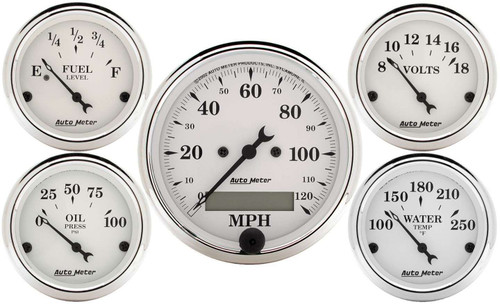 Autometer Old Tyme White Gauge Kit Elec. Speedo 1602