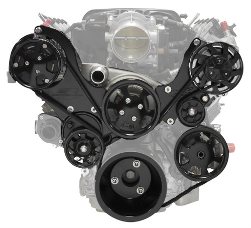 Billet Specialties LT1 Tru Trac Pulley Syst em Black w/PS and A/C BLK13550