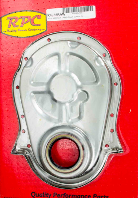 Racing Power Co-Packaged BBC Steel Timing Chain Cover Unplated R4935RAW