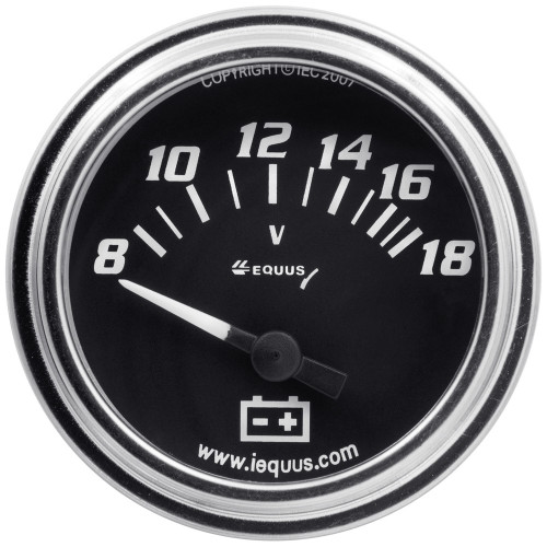 Equus 2.0 Dia Voltmeter Gauge Chrome 8-18 Volts E7268