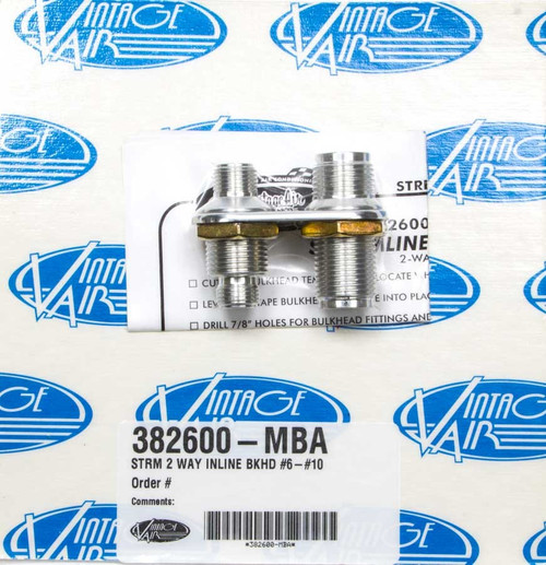 Vintage Air 2 Way In Line Bulkhead #6 and #10 O-Ring 382600-MBA