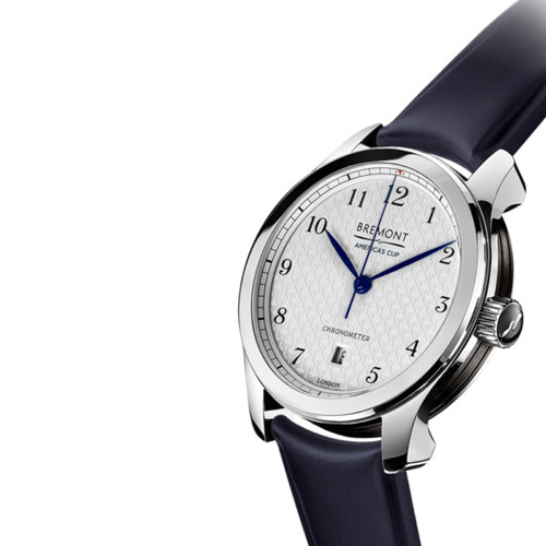 Bremont Americas Cup Men's Automatic Chronometer Sapphire White Dial Navy Blue Temple Island Rubber Strap Watch AC I