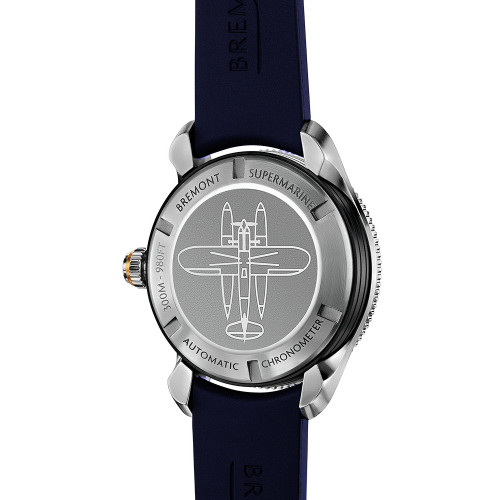 Bremont Supermarine Men's Automatic Chronometer Sapphire Blue Dial Temple Island Rubber Strap Watch S300/BL