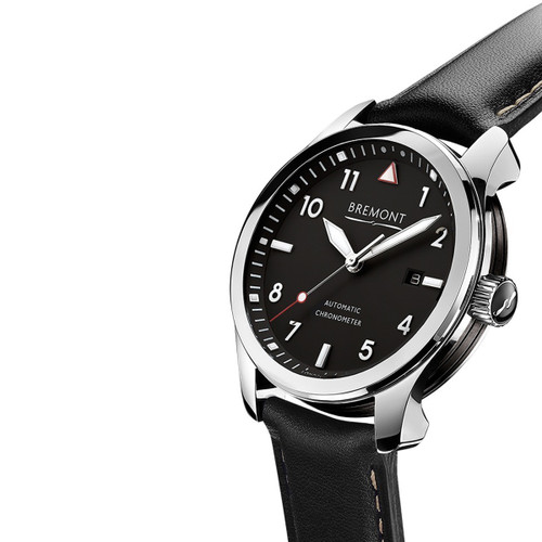Bremont Men's Solo Automatic Chronometer Sapphire Black Dial Leather Strap Watch SOLO/PB
