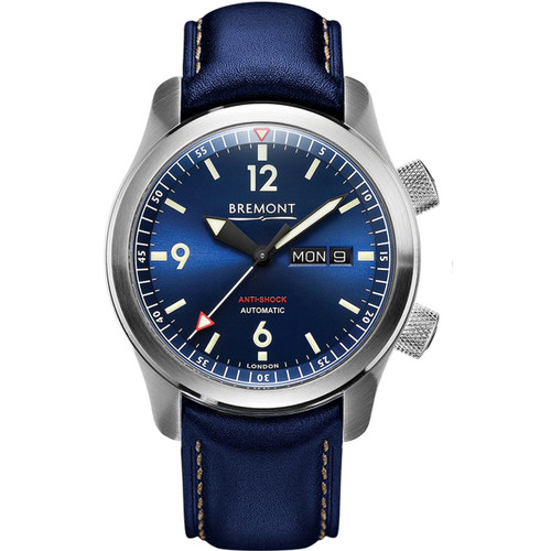 Bremont Men's U-2 Automatic Chronometer Anti-Shock Sapphire Blue Leather Strap Watch U-2/BL