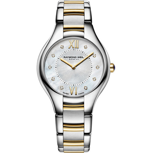 Raymond Weil Noemia Ladies Sapphire Diamond Dot White Mother Of Pearl Dial Two Tone Bracelet Watch 5132-STP-000985