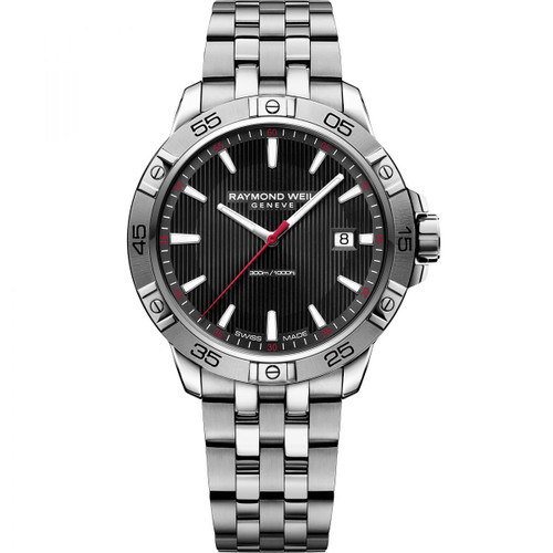 Raymond Weil Tango Men's Sapphire Black Dial Silver Bracelet Watch 8160-ST2-20001