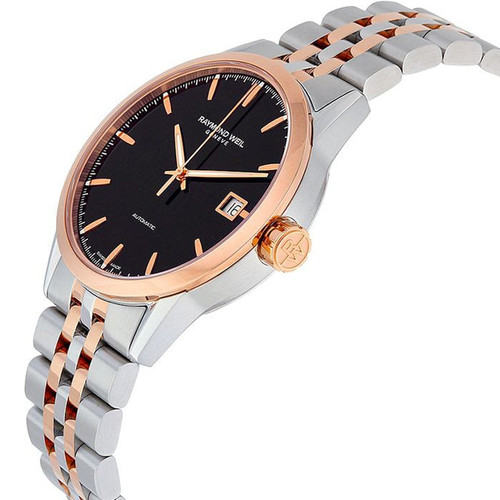 Raymond Weil Freelancer Men's Saphhire Automatic Skeleton Black Dial Two Tone Bracelet Watch 2740-SP5-020011