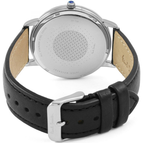 Paul Smith MA Men's Silver Dial Black Leather Strap Watch P10051