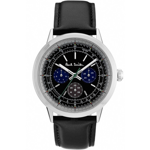 Paul Smith Precision Men's Chronograph Black Dial Leather Strap Watch P10001