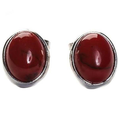 Henryka Ladies Silver Small Coral Oval Stud Earrings 2/4552/100/COR-BU