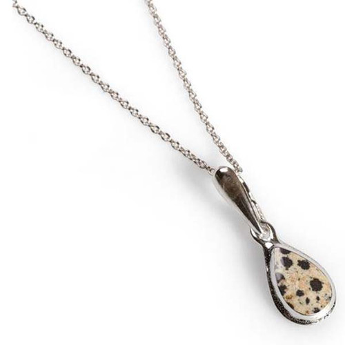 Henryka Ladies Silver Dalmatian Jasper Pear Necklace 2/4934/100/DAL-BU