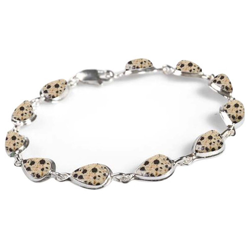 Henryka Ladies Silver And Dalmatian Jasper Teardrop Link Bracelet 2/4936/100/DAL-BU