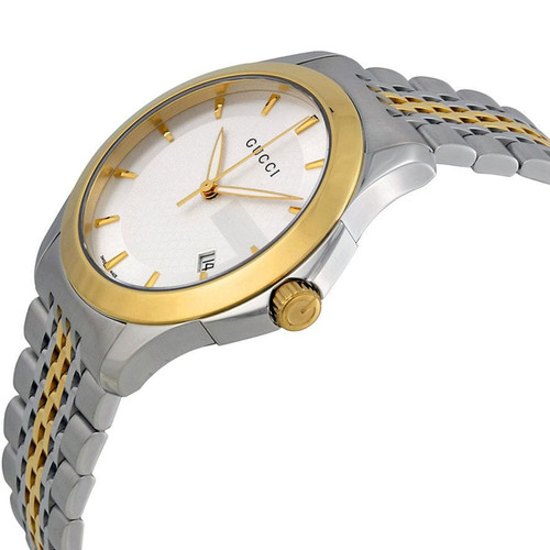 Gucci G-Timeless Men's Sapphire Gold PVD Two Tone Bracelet Watch YA126409