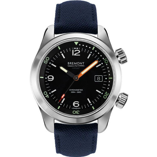 Bremont Men's Argonaut Automatic Chronometer Sapphire Black Dial Navy Blue Sailcloth Strap Watch HMAF-Argonaut-D