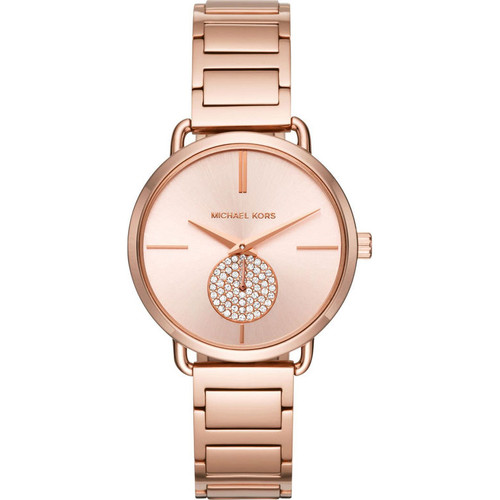 Michael Kors Portia Ladies Crystals Rose Gold PVD Bracelet Watch MK3640