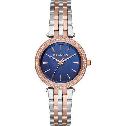 Michael Kors Mini Darci Ladies Crystals Blue Mother Of Pearl Dial Two Tone Bracelet Watch MK3651