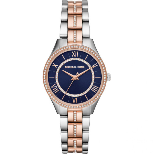 Michael Kors Lauryn Ladies Crystals Blue Dial Two Tone Bracelet Watch MK3929